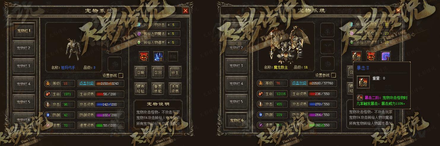 【天影传说】天影传说暗黑复古宠物专属三职业版[翎风引擎]